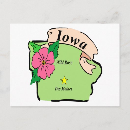 Iowa-kaart Briefkaart (Voorkant)