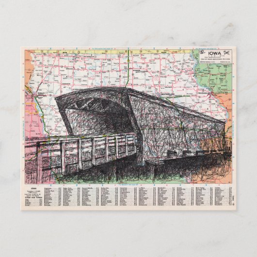 Iowa Map Art Briefkaart (Voorkant)