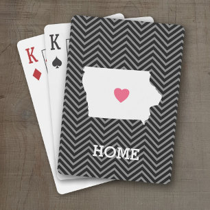 Iowa Map Home State Love met Custom Heart Pokerkaarten