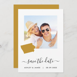 Iowa Map Photo Wedding Save the Date Card