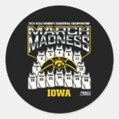 Iowa March Madness 2025 Women's Sketll Nil Ronde Sticker (Voorkant)