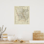 Iowa, Missouri en Illinois Poster (Keuken)