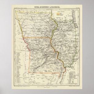 Iowa, Missouri en Illinois Poster