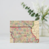 Iowa, Missouri Map door Mitchell Briefkaart (Staand voorkant)