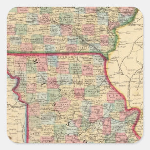 Iowa, Missouri Map door Mitchell Vierkante Sticker