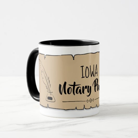Iowa Notional Public Scroll Feather Quill Mok (Voorkant links)