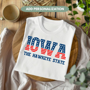 Iowa Patriottisch De Havikstaat Aangepast T-Shirt