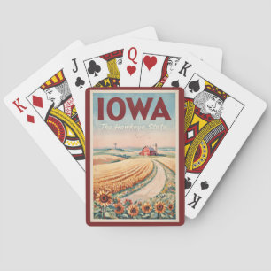 Iowa Platteland Illustratie Reis Kunst Vintage Pokerkaarten