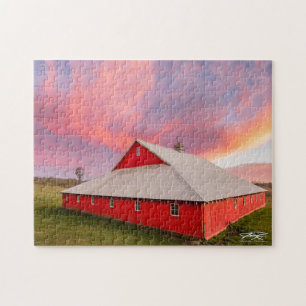 Iowa Red Barn Sunset - Puzzle Legpuzzel