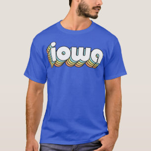 Iowa Retro Rainbow Typography Vervaagde stijl T-shirt
