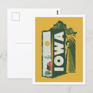 Iowa Retro Travel Design Iconische Staten Briefkaart