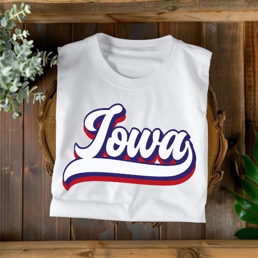 Iowa Rood Wit en Blauw Script T-shirt