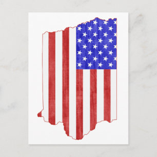 Iowa Shaped American Flag Hawkeye State Patriotic Briefkaart