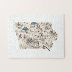 Iowa Shaped Iowan Hawkeye  Afbeelding Map Legpuzzel
