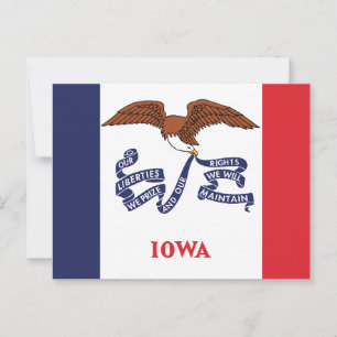 Iowa Staatsvlag Hawkeye Staat Adelaar & Motto Briefkaart