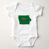 Iowa State Map Groene Omtrek & Fototekst Baby Romper (Voorkant)