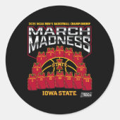 Iowa State March Madness 2025 Heren Sketll Nil Ronde Sticker (Voorkant)