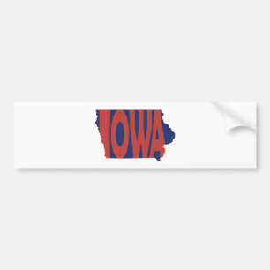 Iowa State Name Word Art Red Bumpersticker