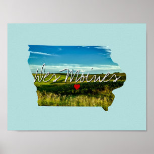 Iowa State Photo insert and town name Poster