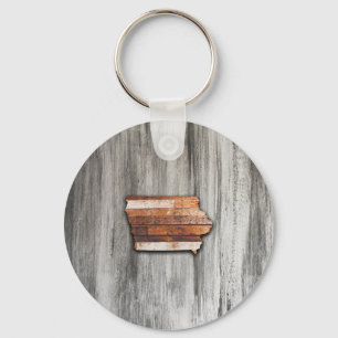 Iowa State Shape Rustic Sleutelhanger