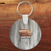 Iowa State Shape Rustic Sleutelhanger (Voorkant)