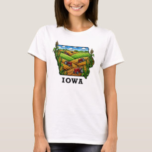 Iowa State Tattoo Style Cornfields Landbouwgrond T-shirt