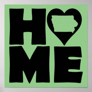 Iowa Thuis Hart Staat Poster Bord