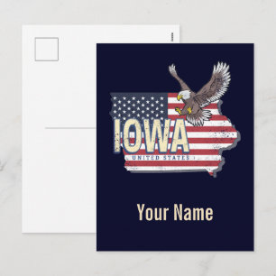 Iowa United States Retro State Map  USA Feestdagenkaart