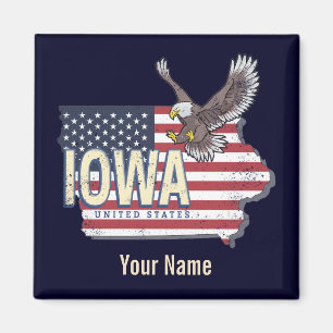 Iowa United States Retro State Map USA Magneet
