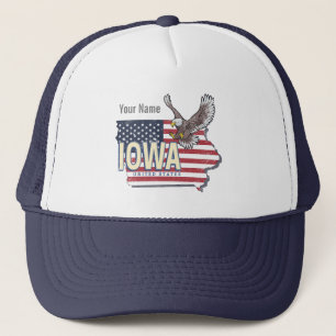 Iowa United States Retro State Map USA Trucker Pet