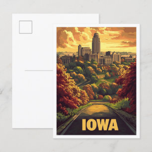 Iowa USA Vintage Illustratie Reizen Briefkaart
