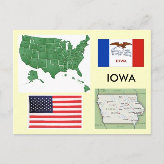 Iowa, Verenigde Staten Briefkaart (Voorkant)