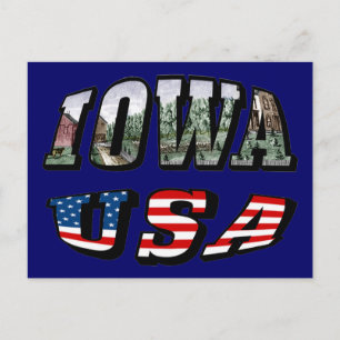 Iowa Verenigde Staten Vlag & Staat Foto Tekst Briefkaart
