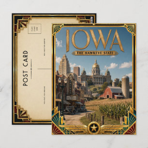 Iowa Vintage Art Deco Gouden Tijdperk Briefkaart