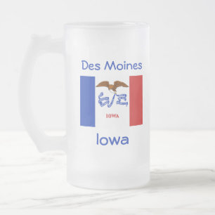 Iowa Vlag Kaart Stad Mok