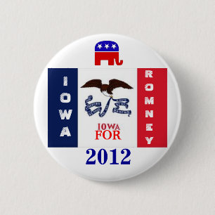 Iowa voor Romney 2012 Ronde Button 5,7 Cm