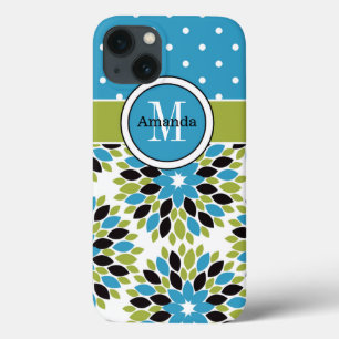 ipad mini hoesje   Floral, Stippen   Blauw, groen