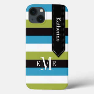 ipad mini hoesje   Stripes   Blauw groen zwart wit