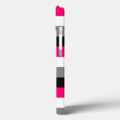 ipad mini hoesje | Stripes | Fuchsia Grey Black (Achterkant / Links)