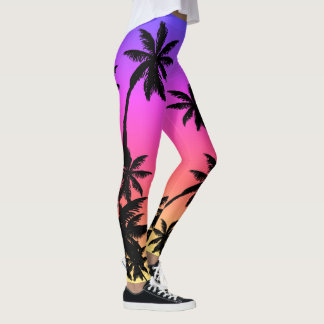 Ipanema Sunset Gradient Ombre Paarse Pink Palms Leggings