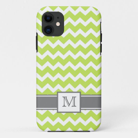 iPhone5 Aangepast monogram grijs Limoen Chevron Case-Mate iPhone Case (Achterkant)