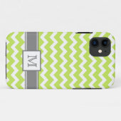 iPhone5 Aangepast monogram grijs Limoen Chevron Case-Mate iPhone Case (Achterkant (horizontaal))
