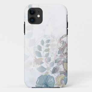 iPhone5 Abstracte blauwe roze Waterverf Floral Hoe iPhone 11 Hoesje