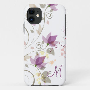 iPhone5 Girly Paars Lavender Floral Monogram iPhone 11 Hoesje