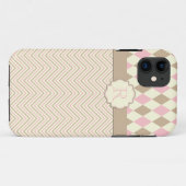 iPhone5 Tan Pink Ivory Diamonds Zigzag Monogram Case-Mate iPhone Case (Achterkant (horizontaal))