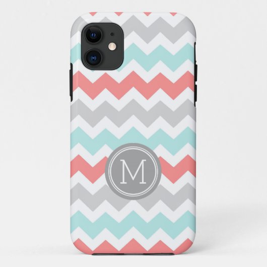 iPhone5s Coral Blauwgroen Chevron Monogram Case-Mate iPhone Case (Achterkant)
