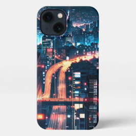 iPhone 11-15 anime hoesje: "Cityscape Sunset." 13 Hoesje