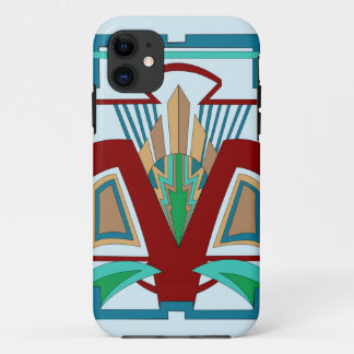 iPhone 11 Art déco et Coque supérieur (bleu pâle)