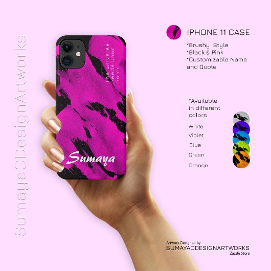 iPhone 11 Coque Bruxelles noir et rose | Personnal