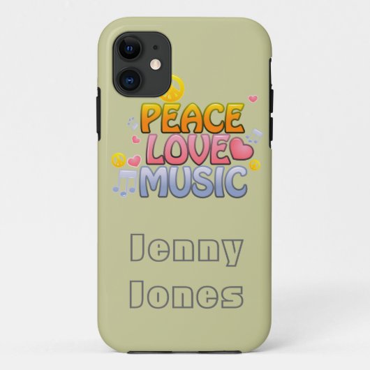 iPhone 11 Coque de musique d'amour de paix (Dos)